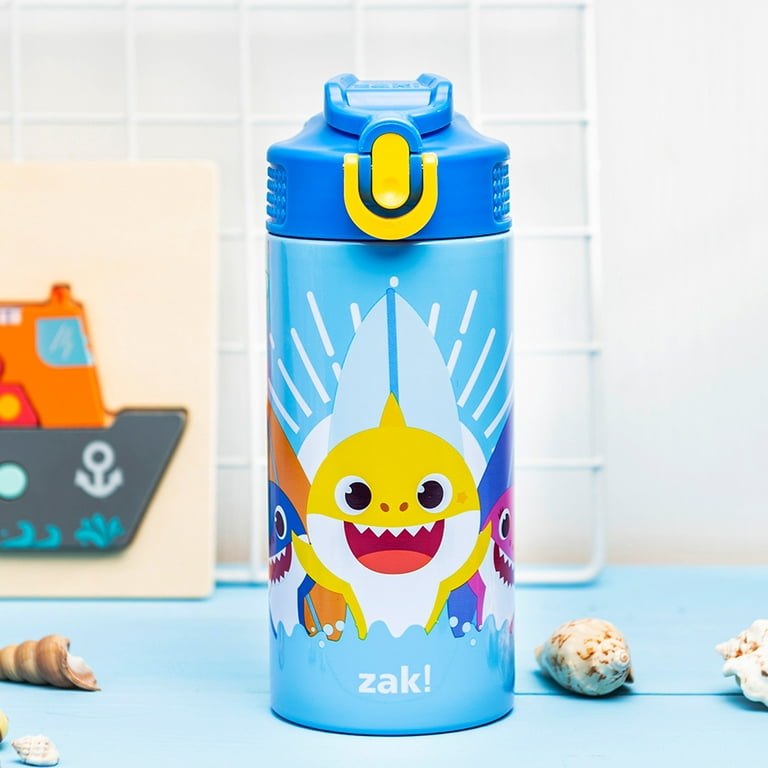  Zak Designs Baby Shark Kids Water Bottle with Straw and Built  in Carrying Loop Made of Durable Plastic, Leak-Proof Design (16 oz: Home &  Kitchen