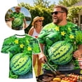 thumbnail image 2 of Funny 3D Watermelon Belly T Shirt, Summer Fruit Graphic Tee, Novelty Dad BOD Shirt, Lightweight Loose Fit, 2 of 10