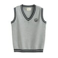 thumbnail image 2 of Cropped Sweater Oversized Cotton Kids School Uniform Vests Boys Girls Sleeveless Sweater Vest V Neck Cable Knitted Stripe Tank Tops 2025 Trendy Tween Clothes, 2 of 4