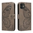 thumbnail image 2 of Dteck Pattern Case for iPhone 11,Magnetic Leather Butterfly Floral Embossed Flip Case Card Slots Wallet Stand Cover with Wrist Strap for iPhone 11,Grey, 2 of 7