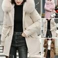 thumbnail image 2 of Skymirror Women Coat Hooded Winter Jacket with Faux Fur Collar Warm Fashionable Zipper Closure Coat for Autumn Winter, 2 of 8