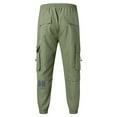 thumbnail image 2 of Vedolay Pants Casual Mens Jogging Pants Loose Casual Solid Color Cotton Linen Trousers Elastic Tie Printed Straight Boys Pants,Army Green S, 2 of 5