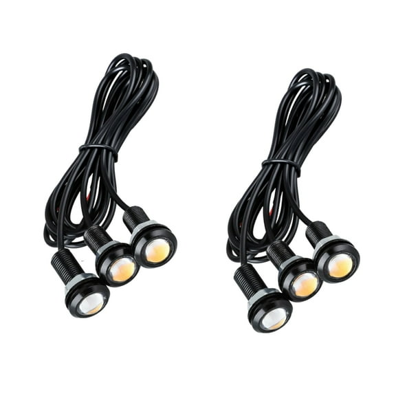 6pcs Car Front Grill Led Light Black Shell Yellow Hawk Eye Light Motorcycle Truck SUV Universal Modification Light