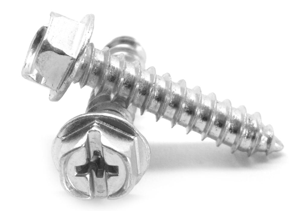 Type AB Hex Washer Head Steel Sheet Metal Screw Hex Drive 1/4-14 Thread Size Zinc Plated 1 Length Pack of 50 