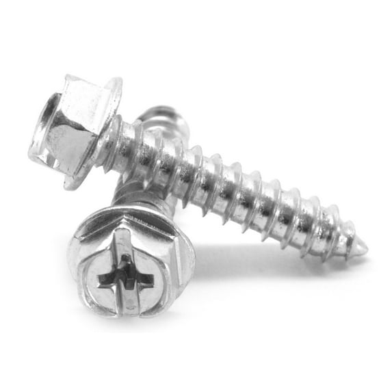 #12-14 x 1" Sheet Metal Screw Hex Washer Head Phillips/Slotted Combo Type AB Low Carbon Steel Zinc Plated Pk 2000