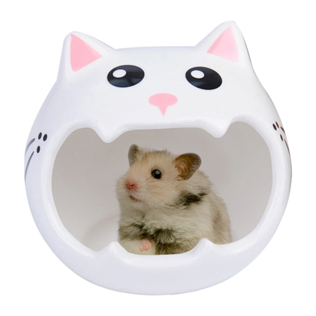Strawberry Dwarf Hamster Hideout Adorable Cartoon Shape Hamster House Chinchilla Mini Hut Small Animal Ceramic Hideout Cave
