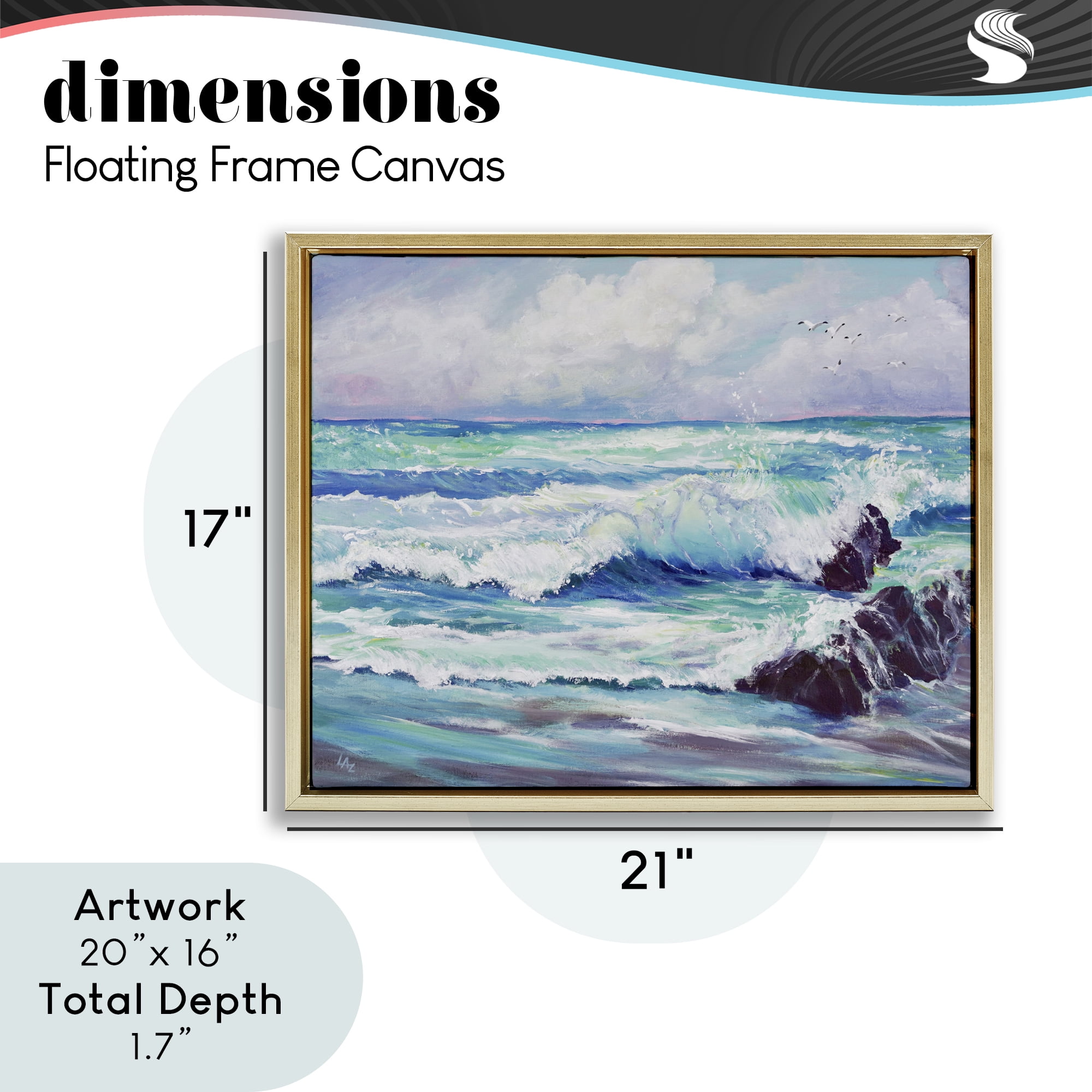 Stupell Industries Down By The Sea Gold Framed Floater Canvas Wall Art, design by Lee Ann Zirbes