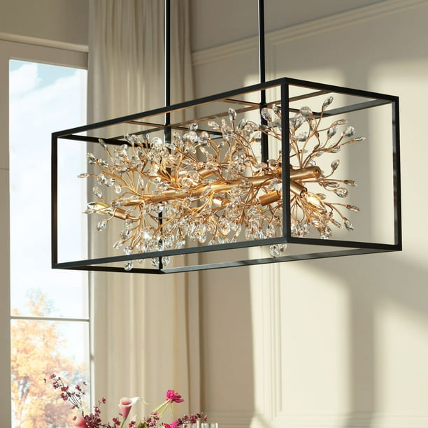 Possini Euro Design Carrine Black Gold Linear Pendant Chandelier 38 1/2