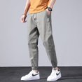 thumbnail image 1 of ML Harem Pants Men Simple Solid Streetwear Spring Summer Breathable Ankle Banded Spliced All-match American Style Male Trousers, 1 of 7