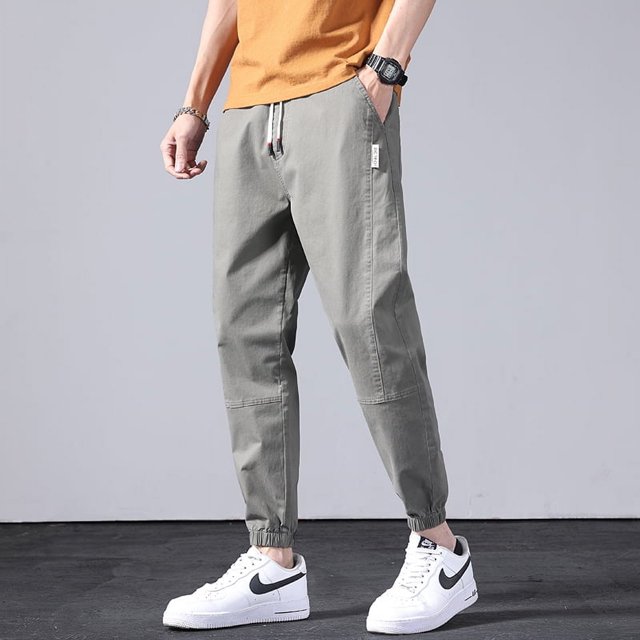 ML Harem Pants Men Simple Solid Streetwear Spring Summer Breathable Ankle Banded Spliced All-match American Style Male Trousers
