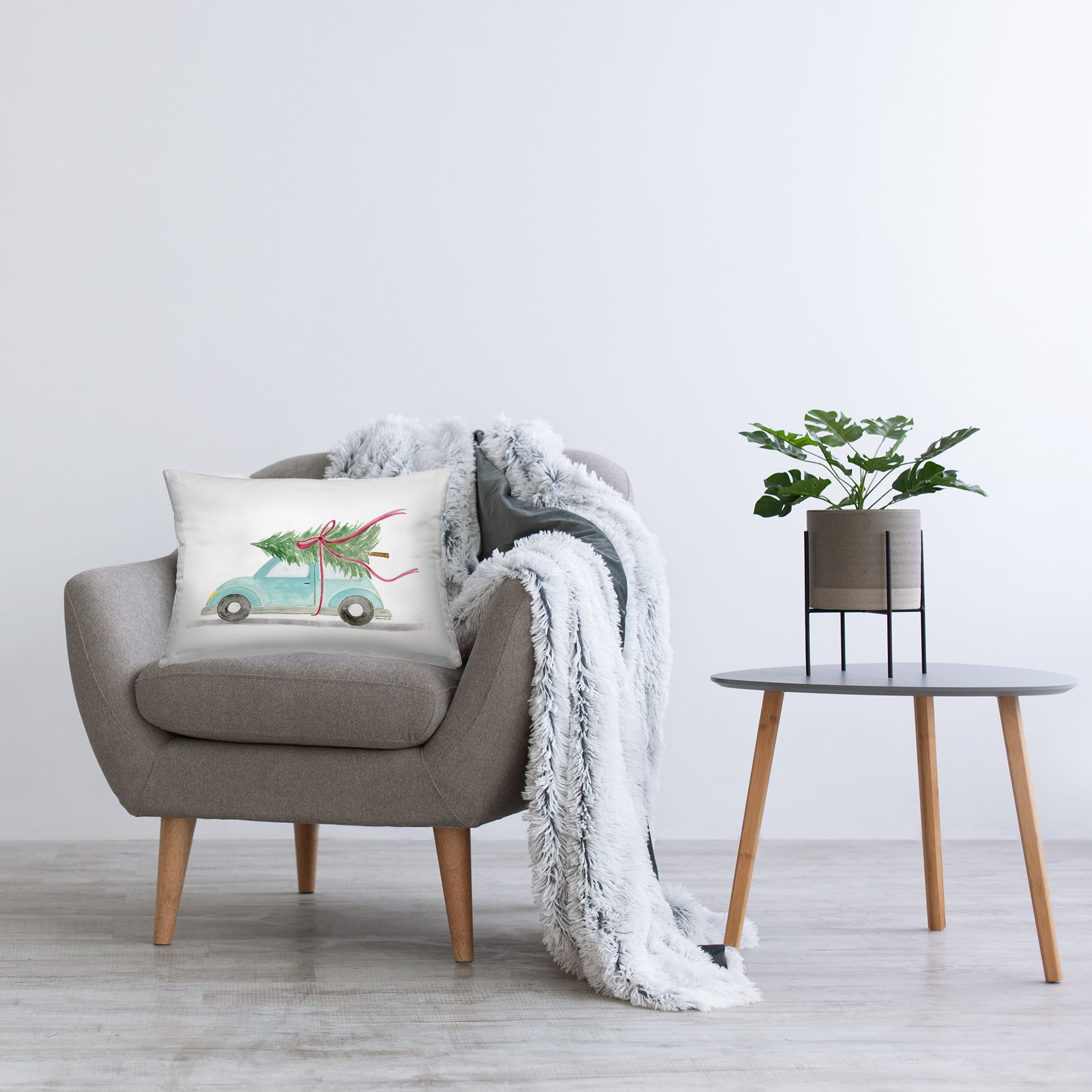Stupell Industries Windblown Tree on Car Decorative Printed Throw Pillow Design by Rachel Nieman.