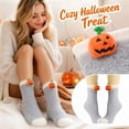 thumbnail image 2 of Halloween Mid Calf Sleep Socks for Women Coral Fleece Plush Warm Fuzzy Socks with Festive Detail Ultra Soft Cozy for Indoor Cold Weather and Nighttime Relaxation Gray, 2 of 6