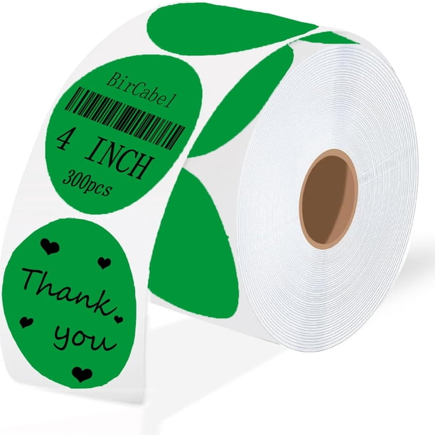 Etiquetas adhesivas térmicas BricAbel, círculo verde de 4 pulgadas, 300 unidades, rollo