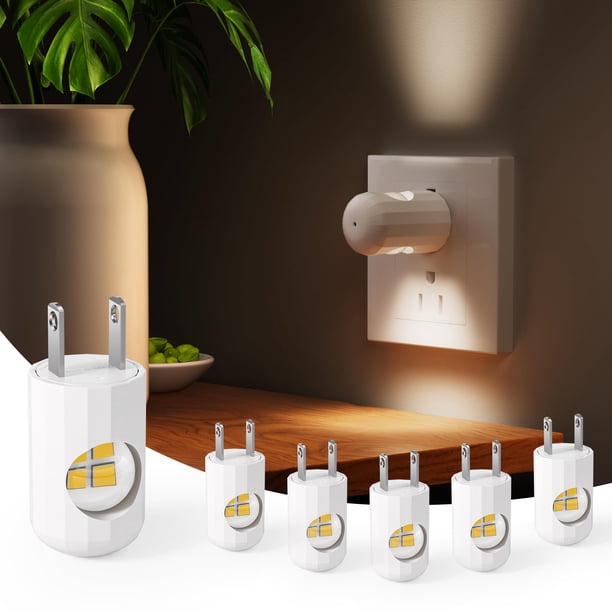 Luz nocturna LED GEPLAD, paquete de 6 enchufes de pared enchufables, 3000 K