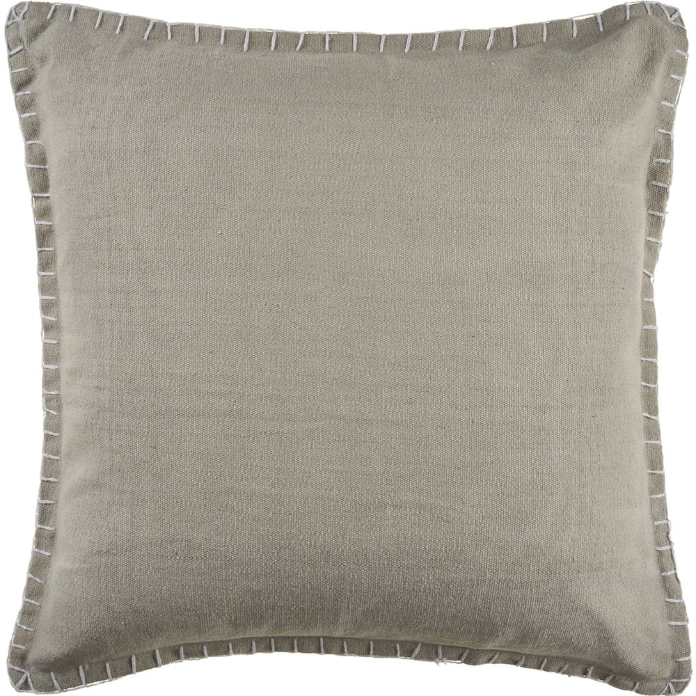 Ox Bay Wilma Set of 2 Gray Stitch Bordered 24" x 24" Cotton Adult Decorative Throw Pillow Covers