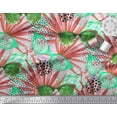 thumbnail image 2 of Soimoi Green Modal Satin Fabric Leaves & Goggles Fashion Print Sewing Fabric Yard 42 Inch Wide, 2 of 3