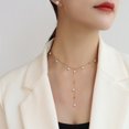 thumbnail image 2 of Collier de Perles baroque imitation style Français, Collier en Acier Titane Accessoires en Forme de Y Collier Pompon, 2 of 5