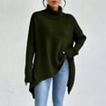 thumbnail image 5 of Women's autumn and winter high-neck drop shoulder asymmetrical hem sweater, 5 of 9