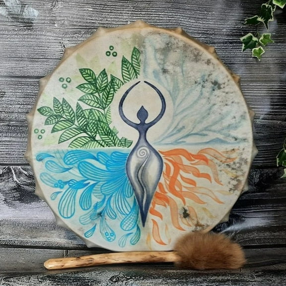 Handmade Shaman Drum, Sound Healing Tool Colorful Frame Drum Medicine Instrument Soul Gift for Music Lovers