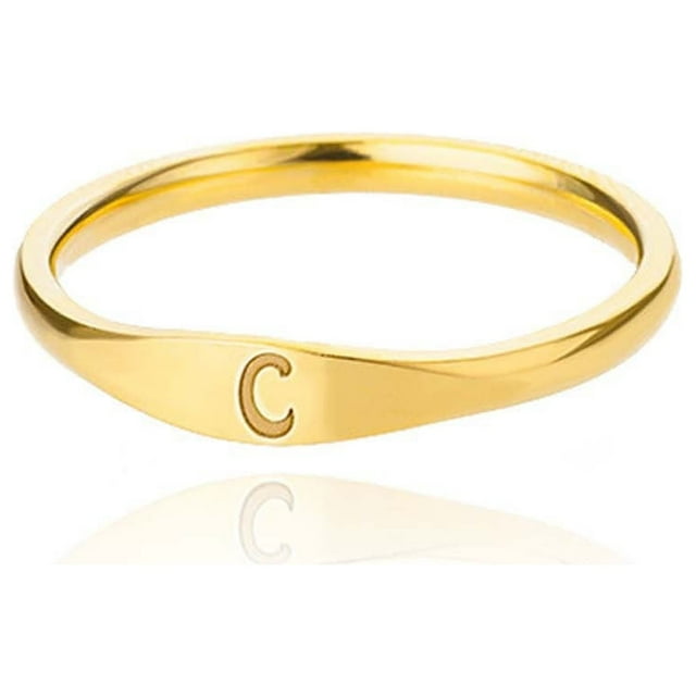 Xihbxyly Anillo con Inicial, Joyería Personalizable de 26 Letras, Banda Apilable de Acero Inoxidable, Personalizable con Nombres, Regalo Significativo para Seres Queridos, Perfecto para Cualquier Oca