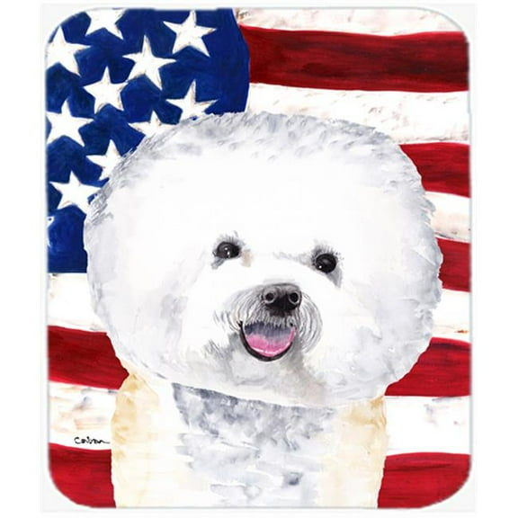 Carolines Treasures USA American Flag With Bichon Frise Mouse Pad