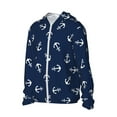 thumbnail image 3 of Goofa Nautical Themed Simple Anchors Printed Women's UPF 50+ Sun Protection Hoodie Jacket Lightweight Long Sleeve Sun Shirt for Women with Pocket Hiking Outdoor-, 3 of 9