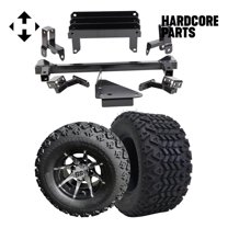 Hardcore Parts 4" Spindle Extension Lift Kit for Yamaha Drive (G29) Golf Cart with 10" Machined/Black 'Kraken' Wheels and 20"x10"-10" DOT rated All-Terrain tires