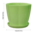 thumbnail image 3 of romoty Flower Petal Shaped Plastic Plant Pot with Saucer Green, 6.3 in Lightweight Decorative Succulent Planter with Drainage Hole for Indoor Outdoor Desk Garden Decor, 3 of 6