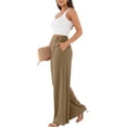 thumbnail image 4 of YIFUNIN Women's High Waisted Wide Leg Pants, Loose Straight Leg Flowy Trousers for Office Commute, Versatile Professional Casual Wear,Camel L, 4 of 6