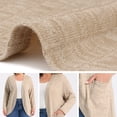 thumbnail image 6 of GRACE & GRANDEUR Women's Plus Size Open Front Cardigan Ribbed Knit Long Sleeve Casual Sweaters Cardigans with Pockets 2X Beige, 6 of 7