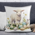 thumbnail image 2 of Easter Eggs Pillow Covers Spring Colorful Easter Eggs Pillow Cases Rabbit with Tulip Flower Throw Pillow Covers Easter Wreath Cushion Cases for Home Porch Garden Decor, 2 of 5
