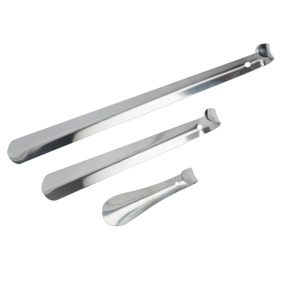 FONDOTIN 3-Pcs Holiday present Elbow Shape Shoe Horn Metal Silver Shoe Wearing Assistance