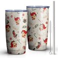 thumbnail image 2 of 20oz Tumblers Beige Christmas Santa Pattern Stainless Steel Vacuum Insulated Double Wall Travel Tumbler Cups Mug with Lid and Straw,Cleaning Brush for Cold & Hot Drinks, 2 of 7