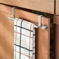 thumbnail image 2 of mDesign Modern Metal Over Door Rack and Towel Holder for Kitchen Cabinet, Satin, 2 of 6