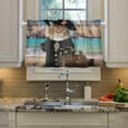 thumbnail image 5 of GZHJMY 24 Inch Length Kitchen Curtains Pirate Captain Cat 2 Panels Half Window Sheer Curtains Rod Pocket Farmhouse Short Drapes for Bathroom Cafe Basement Home Decor, 5 of 7