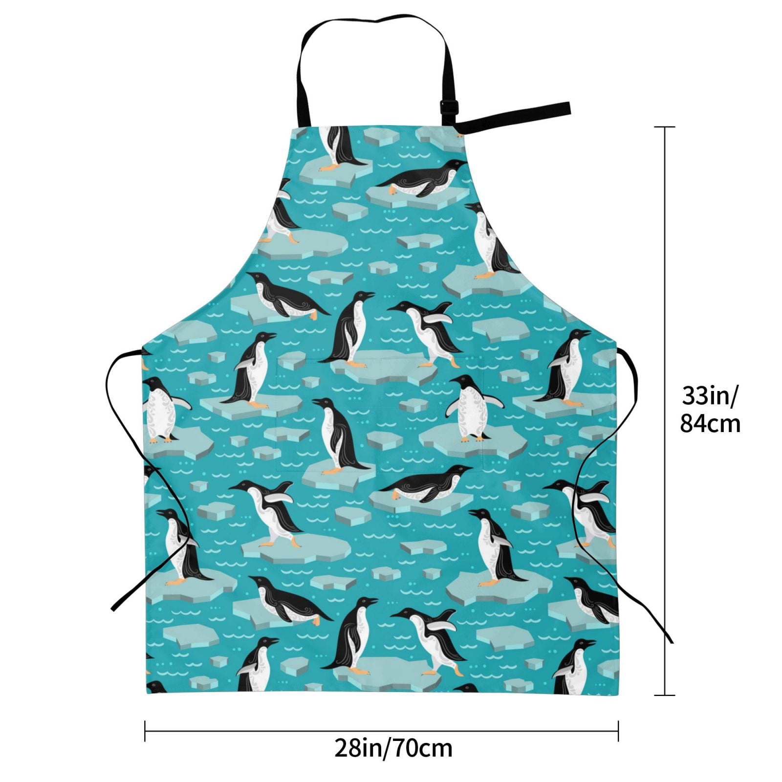 Kdxio Penguins On The Ice In The Sea Apron with Pockets Adjustable Kitchen Aprons for Men Women Waterproof Aprons for Cooking,Drawing,Crafting, Baking Household Cleaning