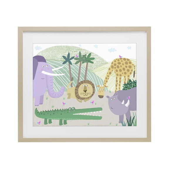 Stupell Industries Contemporary Jungle Savannah Animals Birch Framed Print Under Glass, 16 x 13, by Carla Daly