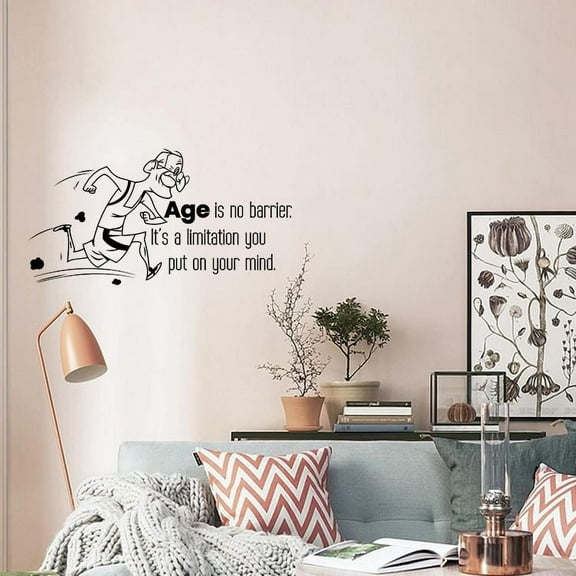 Age Is No Barrier Fitness Workout Success Motivation Quotes Wall Decal Fitness Healthy Lifestyle for Girls / Boys Gym Home Sports Room Decor Vinyl Wall Art Sticker Decoration Size (18x20 inch)