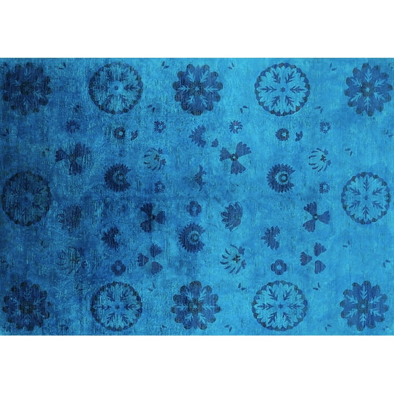 Ahgly Company Indoor Rectangle Oriental Turquoise Blue Industrial Area Rugs, 2' x 5'