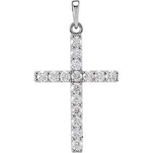 Jewels By Lux 14k White Gold .03 CT Diamond Cross Pendant