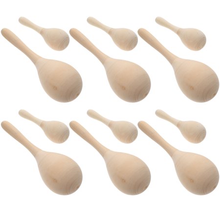 Masteelf Parties 12Pcs DIY Wood Maracas for Kids Musical Instruments in Khaki and As Shown 11 8x1 4x1 4in and 7 7x2 2x2 2in