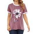 thumbnail image 3 of ZXSXSY Women Floral Printed Round Neck Short Sleeves Top, 3 of 6