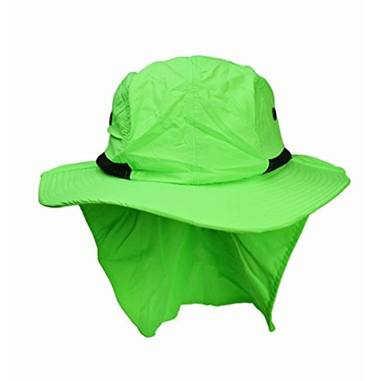 TopHeadwear 4 Panel Large Bill Flap Sun Hat - Neon Green 