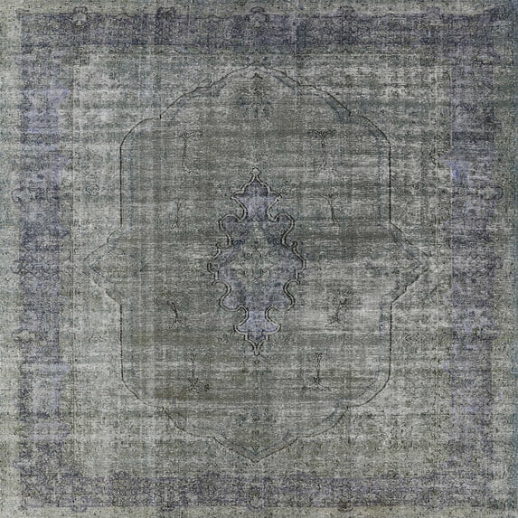 Ahgly Company Machine Washable Indoor Square Industrial Modern Carbon Gray Area Rugs, 4' Square