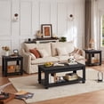 thumbnail image 3 of Leyaoyao 3 Pieces Living Room Coffee Table Set, Farmhouse Coffee Table & 2 End Tables with Open Shelf, Wood Furniture Set, Black, 3 of 7