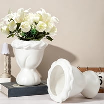 Orangide Plastic Urn Planter, Pedestal Flower vases Plant Pot, Plants Pots for Indoor Outdoor Patio Front Porch, White