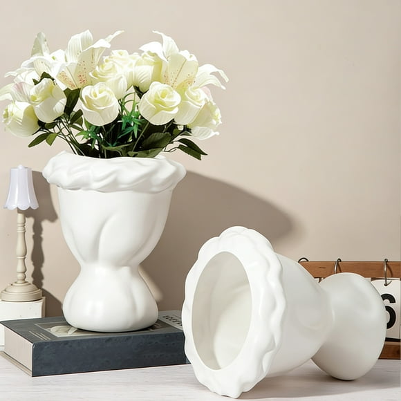 Yrmaups European Style Flower Vase, Curved Mouth Vase, Home Decor Vase, Tabletop Vase for Flowers, Decorative Vase for Living Room, Plastic Flower Vase, Gift Vase for Home, Centerpiece Vase