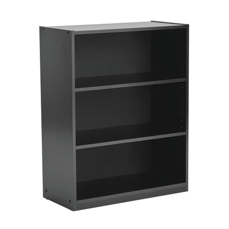 MAINSTAYS 3-SHELF BOOKCASE WITH ADJUSTABLE SHELVES, TRUE BLACK OAK