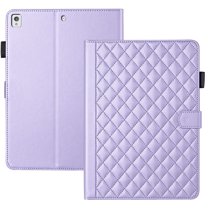For iPad 10.2 inch 2020/2019 Released (8th Gen/7th Gen) Case, Rhombus Pattern Multiple Viewing Angles Stand Slim Folio Cover (Purple)