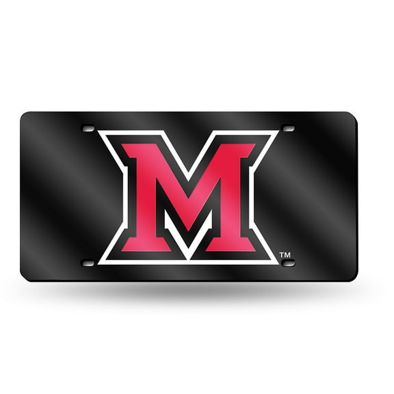 Miami of Ohio RedHawks NCAA Black Mirrored Laser Cut License Plate Laser Tag